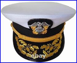 USA Navy Cap US NAVY COMMANDER ADMIRAL RANK WHITE HAT CAP