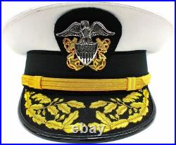 USA Navy Cap US NAVY COMMANDER ADMIRAL RANK WHITE HAT CAP