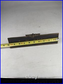 USN Captain Cast Bronze Desk Name Plate Plaque JM Bush USNR Aviator Wings