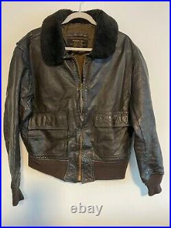 USN Intermediate Type G-l Brown Leather Bomber Jacket 1982 Size 44