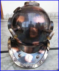USN MKV Brass Copper Antique Diving Divers Helmet Vintage Style Boston Helmet