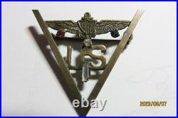 USN Naval Air Pin Wings Red White Blue Stones Antique