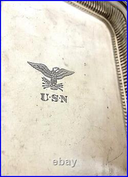 USN Navy Silver Plate Tray Amorial Eagle International Silver Naval Memorabilia