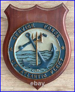 USN Navy metal plate Wood plaque Service Force US Atlantic Fleet