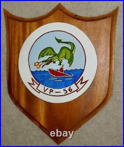 USN Patrol Squadron Fifty-six (VP-56) Hand-Painted Ceramic Plaque on Wood Base