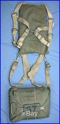 USN QAC Chest Type Parachute Pack & Harness Matched Set Complete NAS Akron