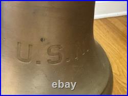 USN Ship Brass Bell US 39 LBS 9 3/4 Diameter United States Navy Nautical
