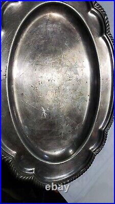 USN Silver Soldered 14 Scalloped Tray TWO STARS above USN REED & BARTON WWII 2