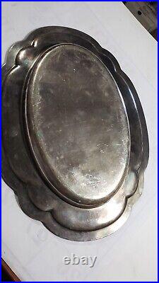 USN Silver Soldered 14 Scalloped Tray TWO STARS above USN REED & BARTON WWII 2