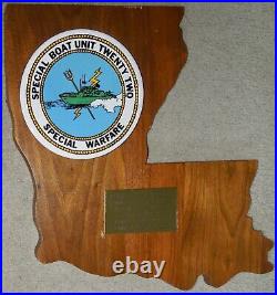 USN Special Boat Unit 22 LA-Shaped Plaque Given by the River Rats to Commodore