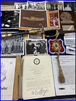 USN Sword & Ephemera One Mans Entire Military Career from Bootcamp to Retirement