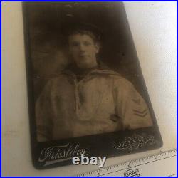 USN US NAVY SAILOR CABINET PHOTO c1880s USS ATLANTA cruiser span Am War
