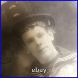 USN US NAVY SAILOR CABINET PHOTO c1880s USS ATLANTA cruiser span Am War
