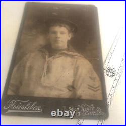 USN US NAVY SAILOR CABINET PHOTO c1880s USS ATLANTA cruiser span Am War