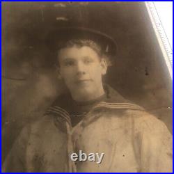 USN US NAVY SAILOR CABINET PHOTO c1880s USS ATLANTA cruiser span Am War