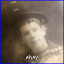USN US NAVY SAILOR CABINET PHOTO c1880s USS ATLANTA cruiser span Am War