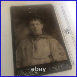 USN US NAVY SAILOR CABINET PHOTO c1880s USS ATLANTA cruiser span Am War