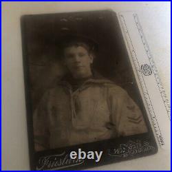 USN US NAVY SAILOR CABINET PHOTO c1880s USS ATLANTA cruiser span Am War