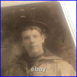 USN US NAVY SAILOR CABINET PHOTO c1880s USS ATLANTA cruiser span Am War