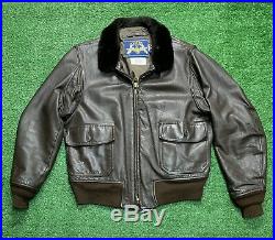 USN US Navy Cooper G-1 Flight Bomber Aviator Leather Jacket 44R Made In USA