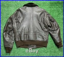 USN US Navy Cooper G-1 Flight Bomber Aviator Leather Jacket 44R Made In USA