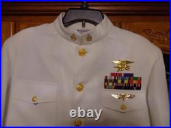 USN US Navy Seal Special Warfare E-8 SCPO DRESS WHITE JACKET With pins size 40 REG