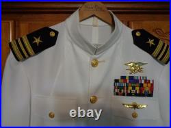USN US Navy Seal Special Warfare LCDR DRESS WHITE JACKET with pins size 44 REG