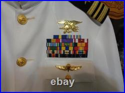 USN US Navy Seal Special Warfare LCDR DRESS WHITE JACKET with pins size 44 REG