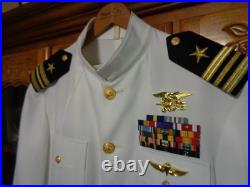 USN US Navy Seal Special Warfare LCDR DRESS WHITE JACKET with pins size 44 REG