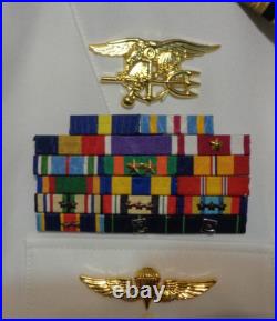 USN US Navy Seal Special Warfare LCDR DRESS WHITE JACKET with pins size 44 REG