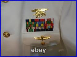 USN US Navy Seal Special Warfare LCDR DRESS WHITE JACKET with pins size 50 LONG