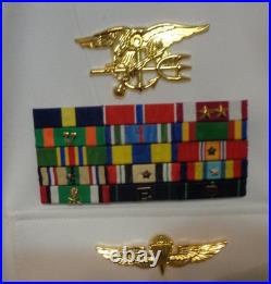 USN US Navy Seal Special Warfare LCDR DRESS WHITE JACKET with pins size 50 LONG