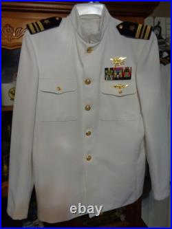 USN US Navy Seal Special Warfare LCDR DRESS WHITE JACKET with pins size 50 LONG