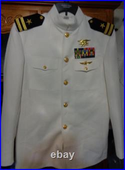USN US Navy Seal Special Warfare LT DRESS WHITE JACKET with pins size 46 long B