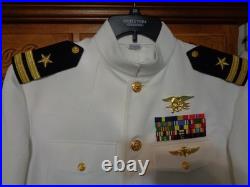 USN US Navy Seal Special Warfare LT DRESS WHITE JACKET with pins size 46 long B