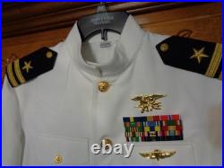 USN US Navy Seal Special Warfare LT DRESS WHITE JACKET with pins size 46 long B