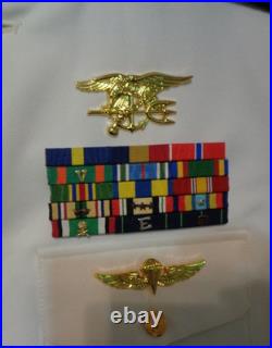 USN US Navy Seal Special Warfare LT DRESS WHITE JACKET with pins size 46 long B