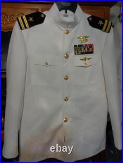 USN US Navy Seal Special Warfare LT DRESS WHITE JACKET with pins size 46 long B