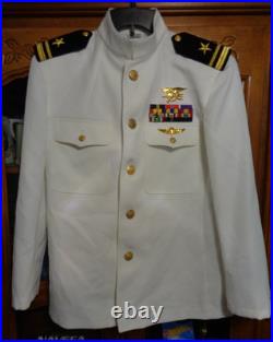 USN US Navy Seal Special Warfare LTJG DRESS WHITE JACKET with pins size 41 SHORT
