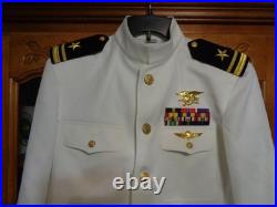 USN US Navy Seal Special Warfare LTJG DRESS WHITE JACKET with pins size 41 SHORT