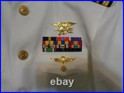 USN US Navy Seal Special Warfare LTJG DRESS WHITE JACKET with pins size 41 SHORT
