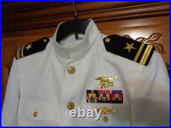 USN US Navy Seal Special Warfare LTJG DRESS WHITE JACKET with pins size 41 SHORT