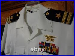 USN US Navy Seal Special Warfare Officer Summer White Shirt with pins size MED