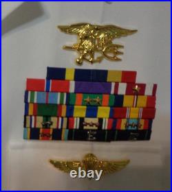USN US Navy Seal Special Warfare Officer Summer White Shirt with pins size MED