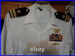 USN US Navy Seal Special Warfare Officer Summer White Shirt with pins size MED