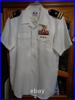 USN US Navy Seal Special Warfare Officer Summer White Shirt with pins size XXL A