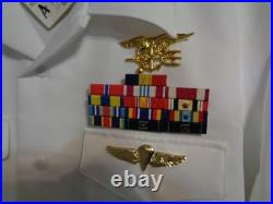 USN US Navy Seal Special Warfare Officer Summer White Shirt with pins size XXL A