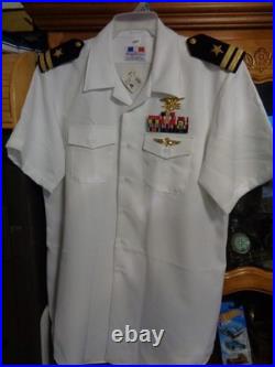 USN US Navy Seal Special Warfare Officer Summer White Shirt with pins size XXL A