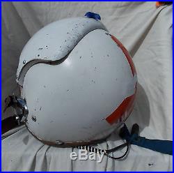 USN USMC Jet Fighter Pilot Flight Helmet Type APH-5, Large, 1960's, Chin Mike, WOW