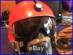 USN USMC Pilot Flight Helmet Type APH-5 Single Visor, Large, 50's to 60s, Boom Mike